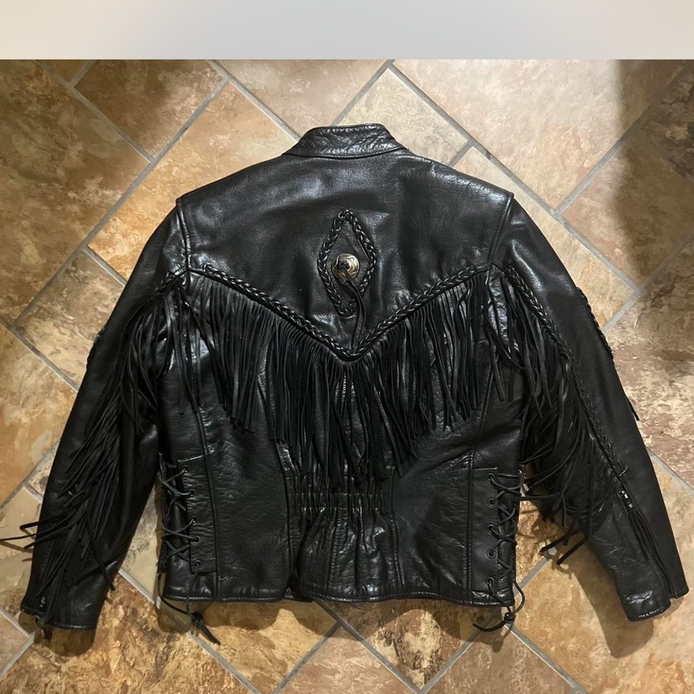 Black Leather Fringe Jacket